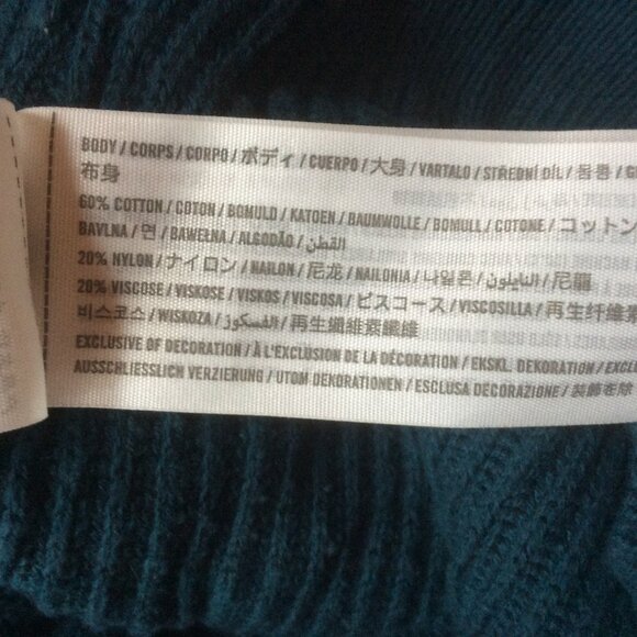 Abercrombie & Fitch Teal Cropped Ribbed Cardigan Size Small - Picture 4 of 5